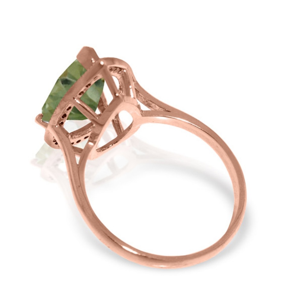 RING WITH NATURAL DIAMONDS & GREEN AMETHYST - Picture 3 of 5